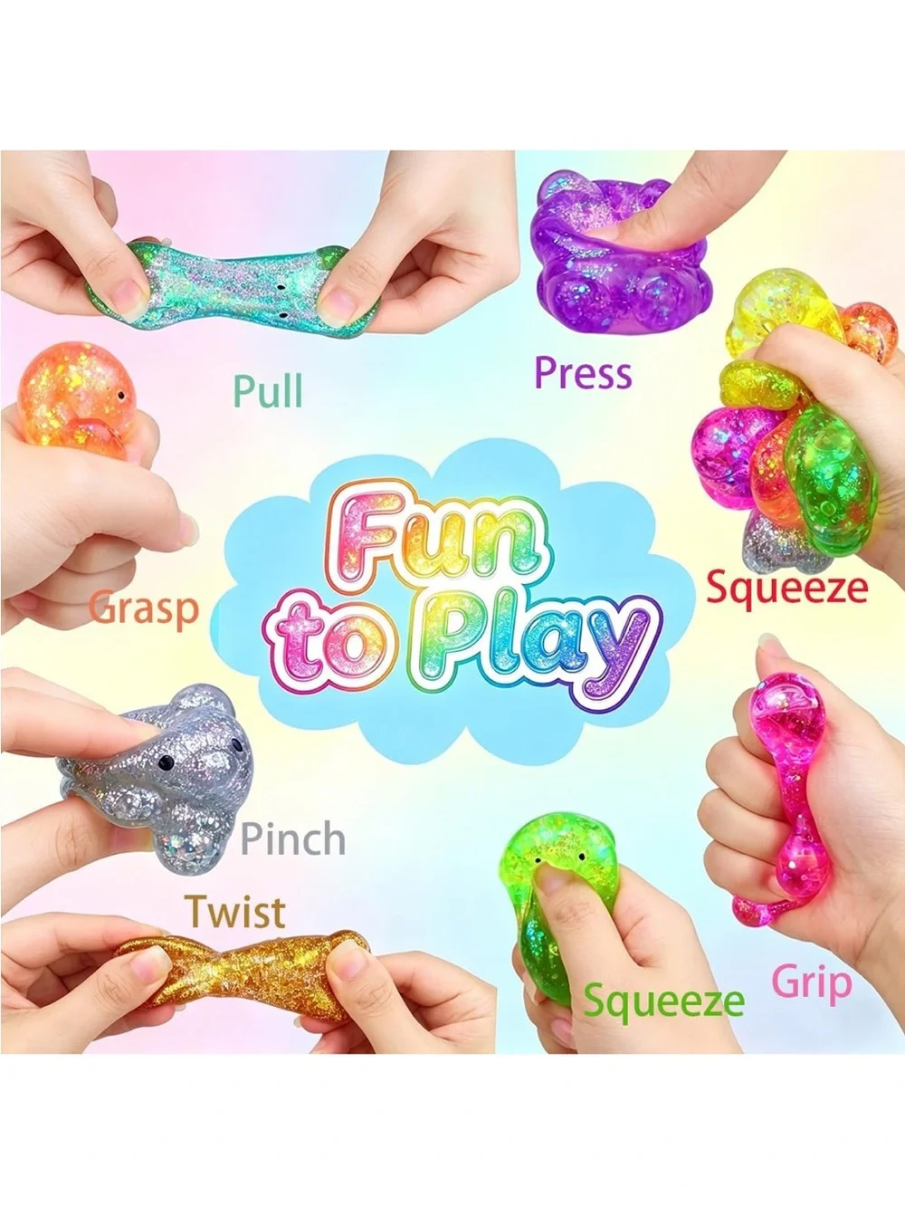 New Sensory Needoh Fidget Glitter Bear Squishy Stress Toy 1 ct